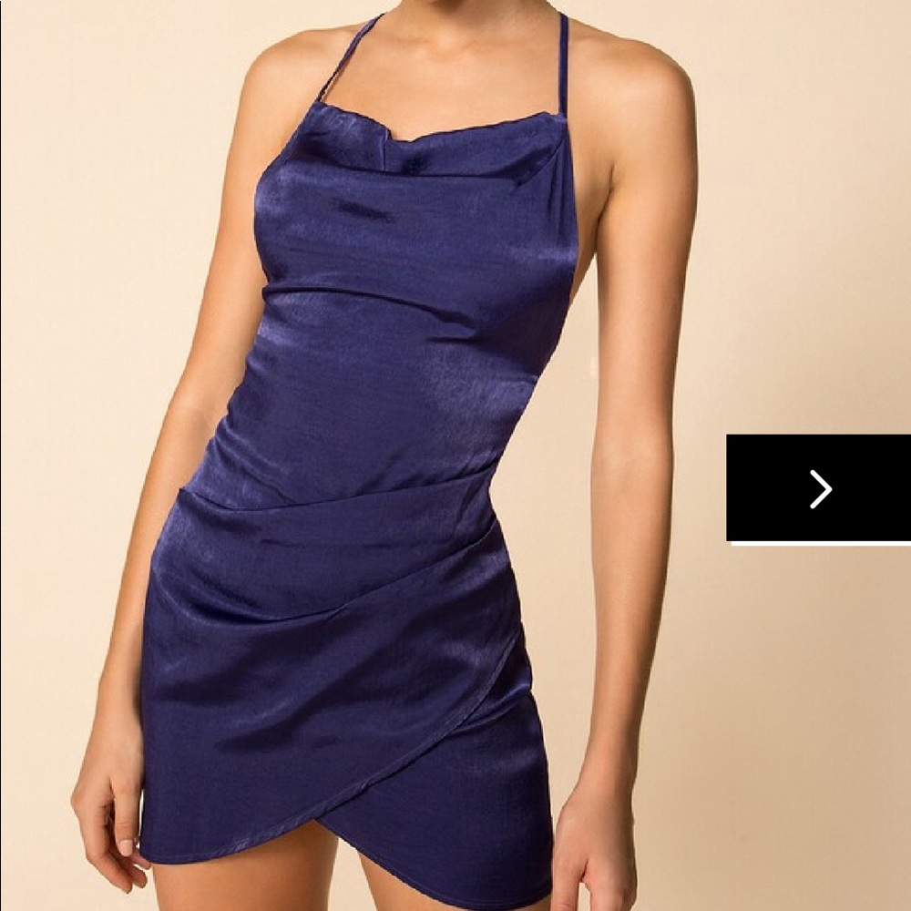Superdown Midnight Blue Satin Mini Dress
